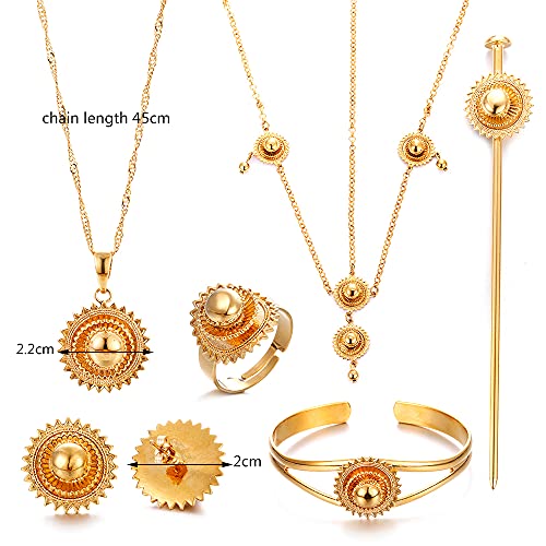 18K Gold Plated Ethiopian Jewelry Sets for Women Wedding Party Bridesmaid Habesha Jewelry2