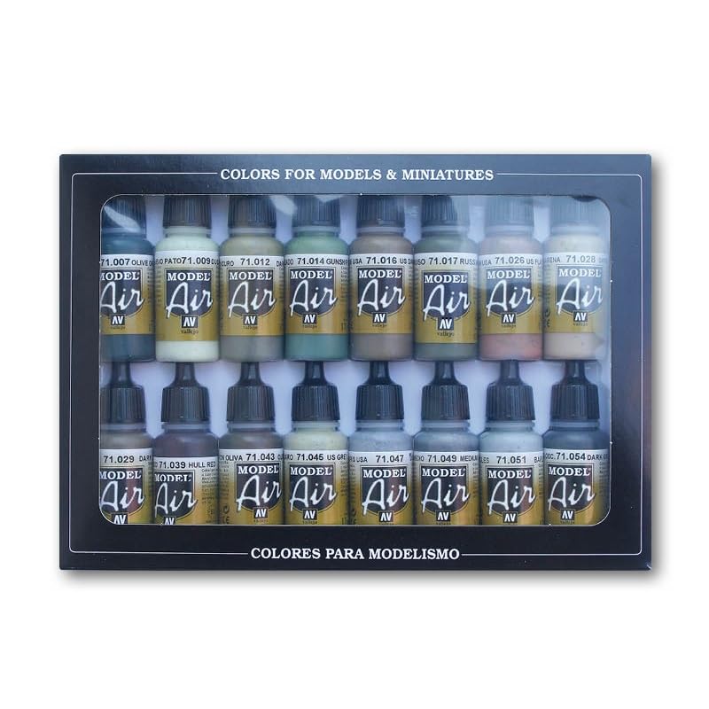 Vallejo Model Air WWII Allies Acrylic Paint Set for Air Brush - Assorted Colours (Pack of 16)