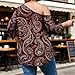 Women's Casual Boho Print Off The Shoulder Tops Plus Size 3/4 Sleeve T Shirts Loose Summer Blouse Shirt for Vacation Wine