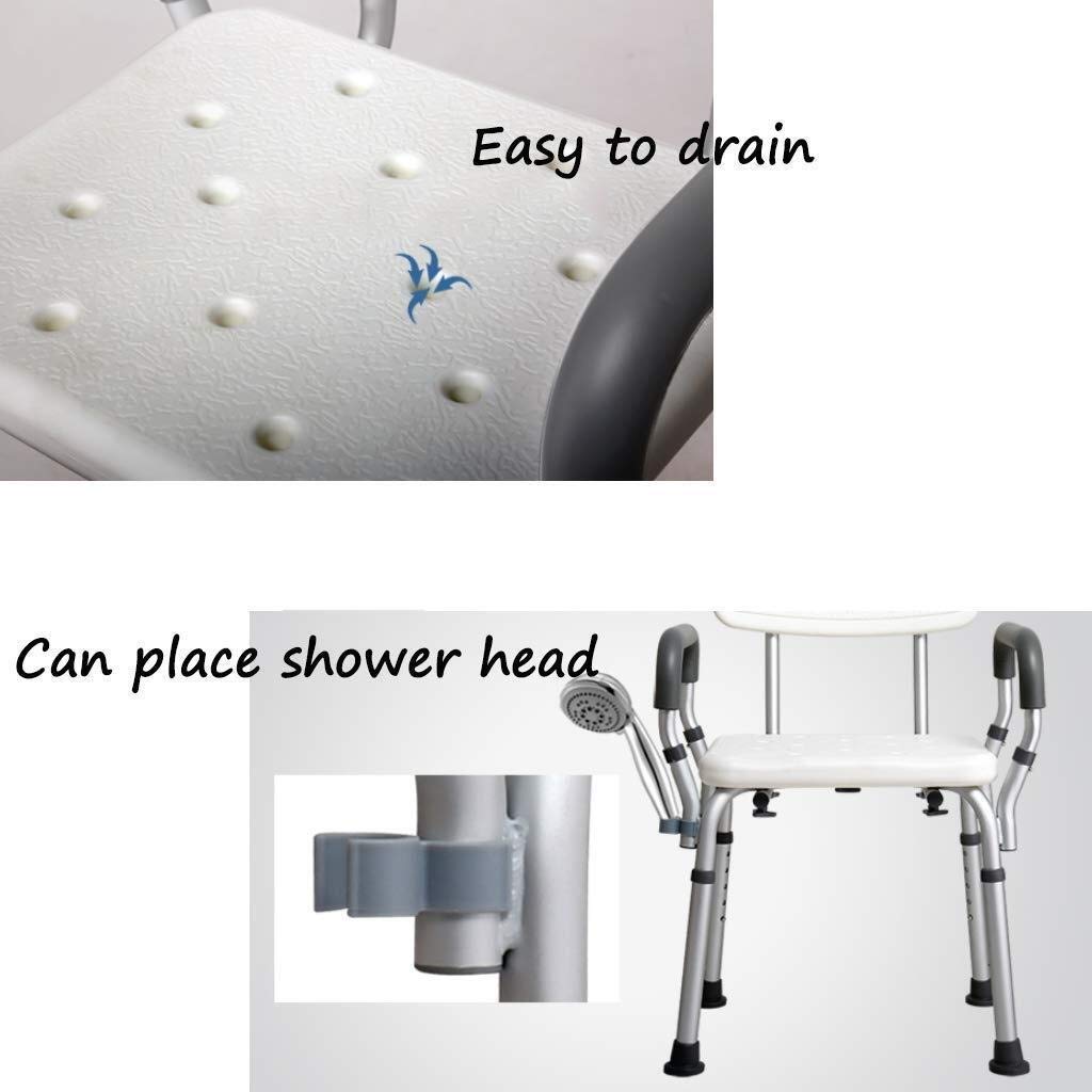 Taburete para Ducha Asiento de baño Flotador Altura Regulable con apoyabrazos Aluminio Ligero con Respaldo Personas Mayores con discapacidad Taburete para Ducha, Seguridad para per