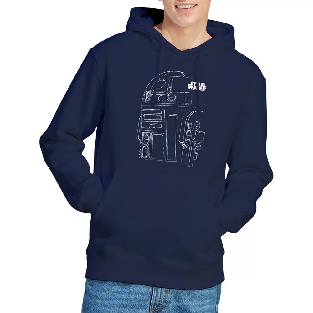 Star Wars R2d2 Outline Unisex Hoodie Felpa con Cappuccio Unisex - Adulto (Pacco da 1)