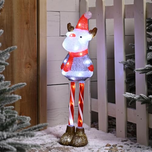 Festive Lights 70cm LED Rentier Figur Acryl weiß strombetrieben...