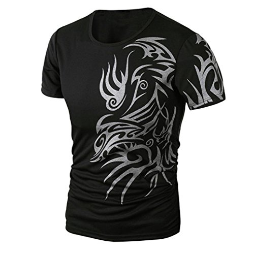 BlueSterCool Hombre Camisetas de Manga Cortas (M, Negro)