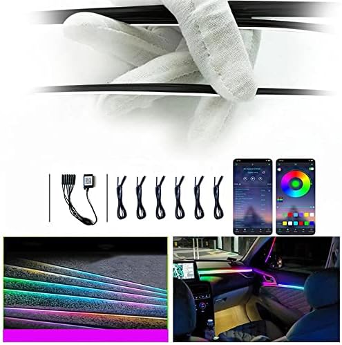 Car Interior led Ambient Lighting, Symphony RGB Car LED Strip Light, 6 in 1 with 204 inches Acrylic Fiber Optic, Multicolor Ambient Lighting Kits, Music Sync Rhythm,Sound Active Function