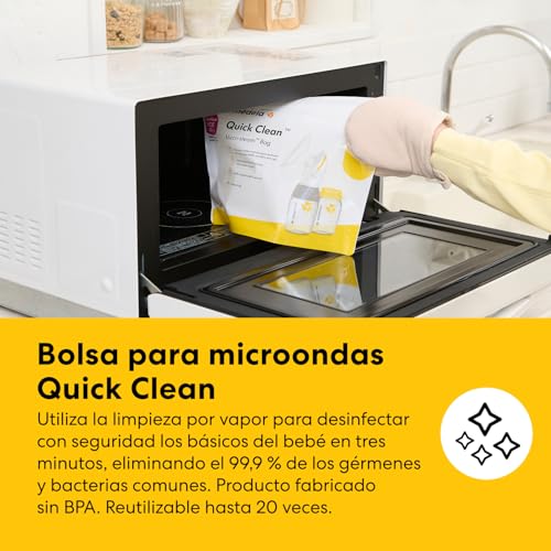 Miniatura 7 de Medela Kit Todo En Uno Para Almacenamiento De Leche Materna Con Biberones De 150 Ml, Easy Pour Y Reutilizables, Bolsa Para Microondas Quick Clean Y Nevera Portátil Con Placa De Refrigeración Moldeada