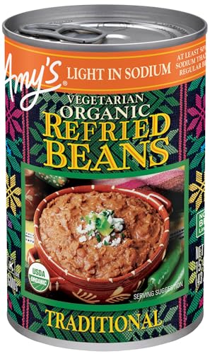 Amy's Organic Refried Beans Canned, Traditional Beans Light in Sodium,