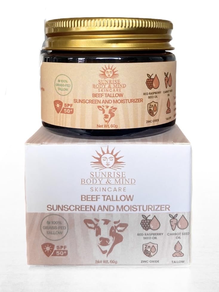 Tallow - Protector solar y humectante 100% de hierba alimentada con hierba para el cuidado de la piel cara+cuerpo