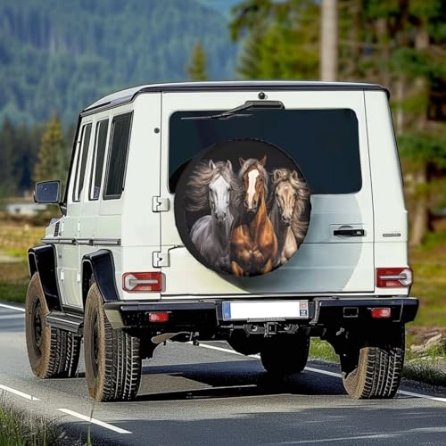 Image of Pensura Cool Horse Tire Cover Waterproof Polyester Universal Spare Wheel Tire Cover Wheel Covers for SUV Truck Camper Travel Trailer Accessories 14-19 Inch