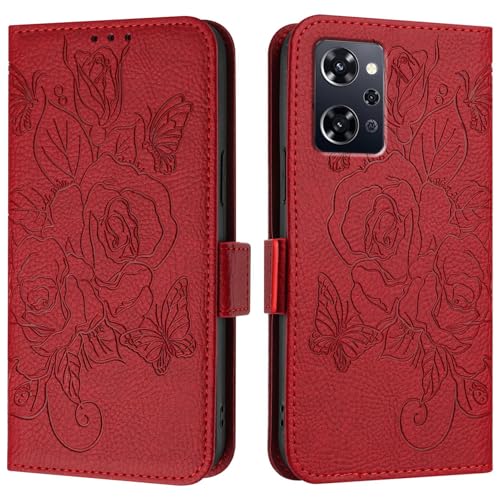 Étui Oppo Reno 9A Portefeuille Rouge Idéal pour Sorties avec Dragonne