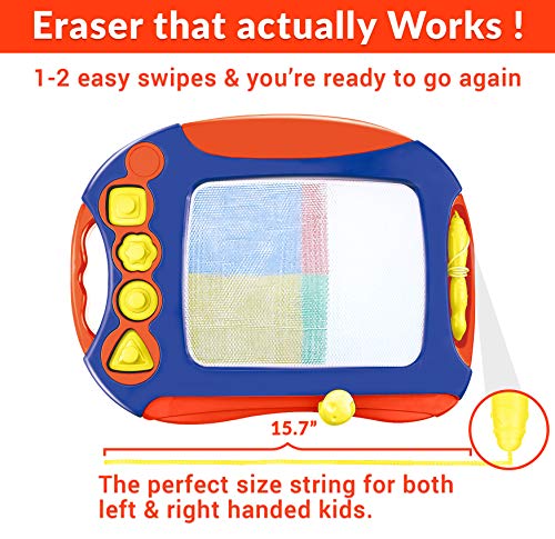 CHUCHIK Toys Magnetic Drawing Board Set for Kids and Toddlers. Large 15.7 Inch Magna Doodle Writing Pad Comes with a 4-Color Travel Size Sketch Doodle Board. (Red-Blue-Yellow)