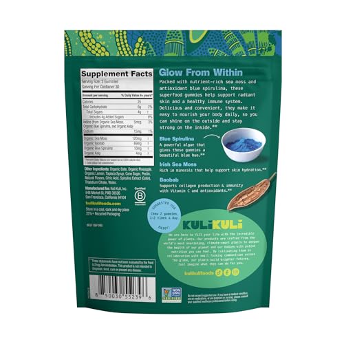 Image of Kuli Kuli Organic Sea Moss & Blue Spirulina Gummies, 60 CT