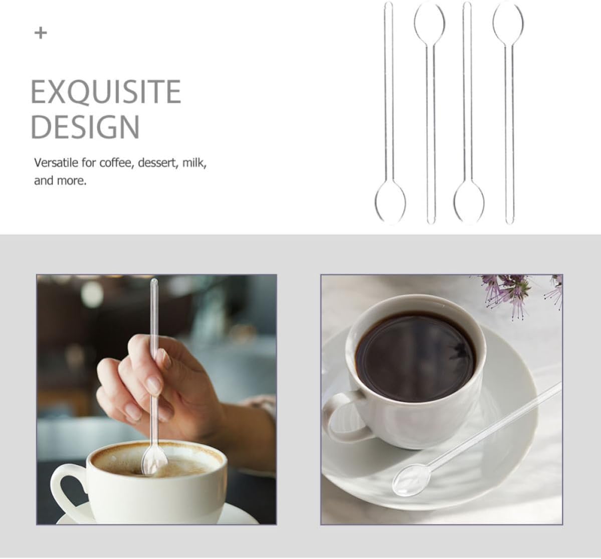 Alipis Glass Coffee Spoons Easy Mixing Dessert and Milk Spoons and Ergonomic Long Handle 4pcs with Head Elegant and Modern Design for Home and Kitchen Use