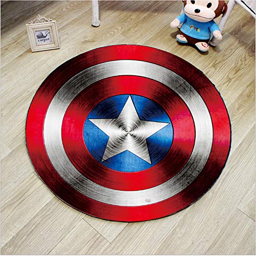 Yugy Teppich Rund Junge Mädchen Captain America Kind Schlafzimmer Wohnzimmer Dekor Teppich Kindergarten Rund Teppich 80cm