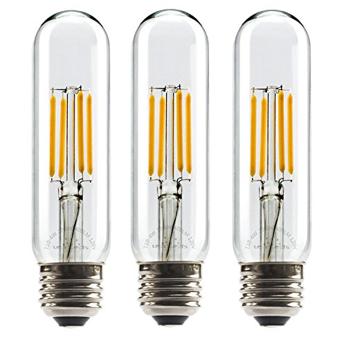 Leadleds 4W Tubular LED Bulb Edison Style COB LED Filament Bulb T10, Non