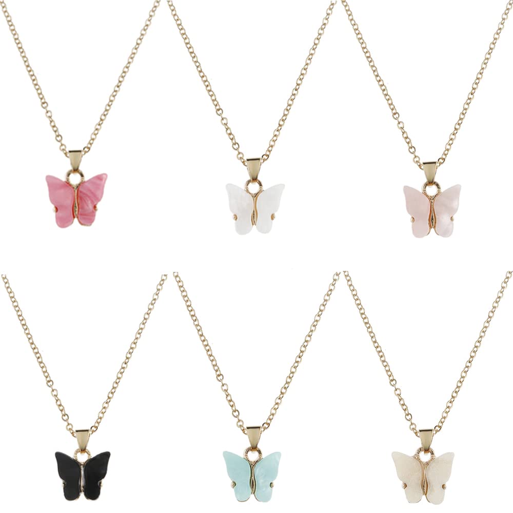 OPAHDN Butterfly Necklaces Set, 6PC Butterfly Necklaces for Women, Acrylic Butterfly Necklace Pendant, Adjustable Butterfly Chain for Women and Girls (B09TL69DKX) Amazon Price History, Amazon Price Tracker