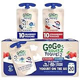 GoGo squeeZ yogurtZ Variety Pack, Blueberry, Strawberry 3 oz (20 Pouches) - Kids Snacks Made from Real Yogurt & Fruit - Pantry Friendly - No Fridge Needed - No Preservatives - Kosher - Gluten Free