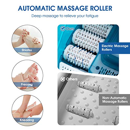 Image of Giantex Foot Bath Massager Feet Spa Tub with Heat Bubbles, 6 Motorized Massage Rollers, Fast Heating, Red Light, Adjustable Temperature & Time,Home Massaging Tub for Feet Relief (Navy)