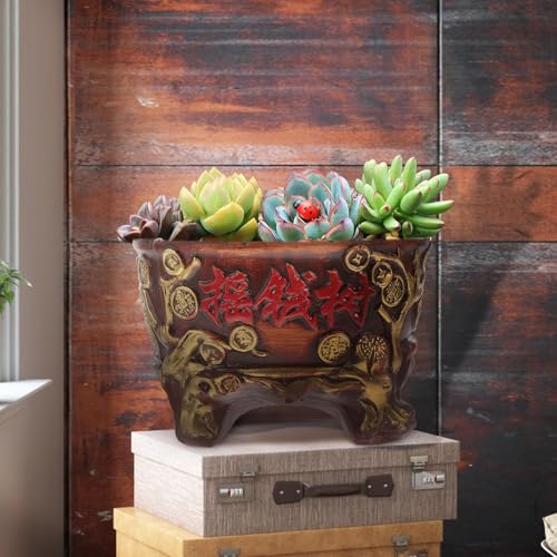 Pot à fleurs praticité rétro en céramique rouge pour succulentes