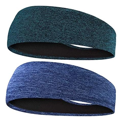 EasYoung 2-Pack Headbands for Men Women, Sweat Wicking Headbands for Sports Fitness Yoga Running Elastic Non Slip, Unisex Cover