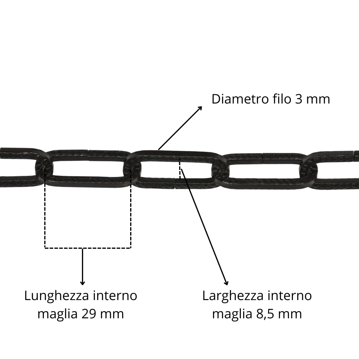 Corderie Italiane 2008033-00 Genovese Fqm Chaîne 3 X 29 X 8,5 20 M Noir