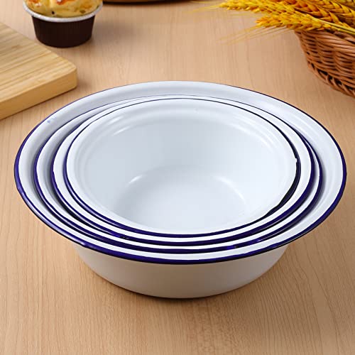 Kichvoe 82614HX299GOGJNMKAYNL5 Enamel Bowl Set 4Pcs Enamel Mixing Bowls Vintage Metal Nesting Bowls Old-Fashioned Enamelware Basin Enameled Bowl thumb #6