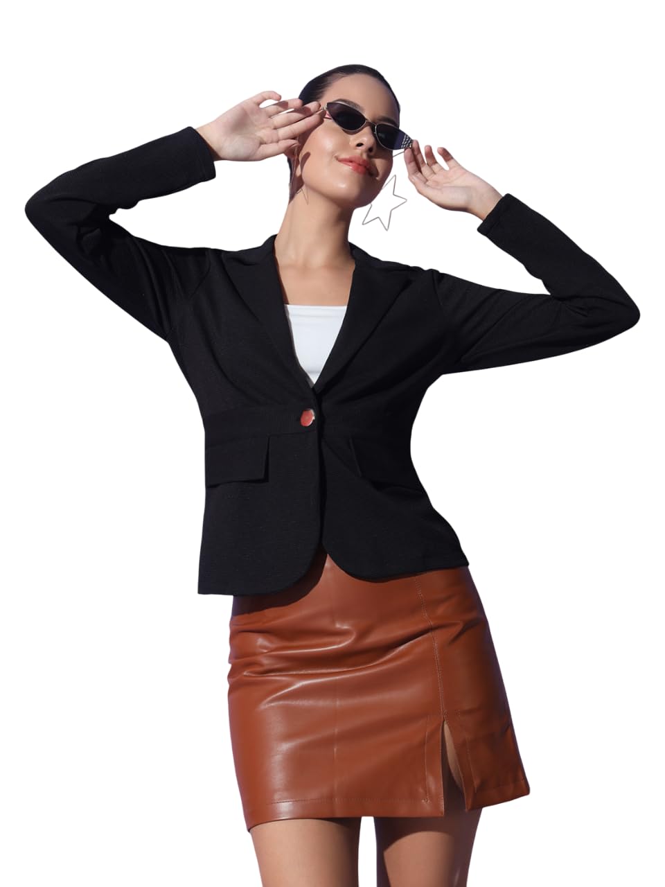 UNICUS Apparel Women's Single Breasted Relaxed Fit Shawl Collar Full Sleeve Blazer-picture-40