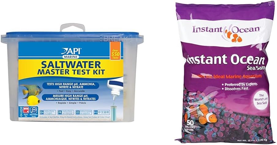 Saltwater Master Test Kit 550-Test and Instant Ocean Sea Salt 50 gal for Saltwater Aquariums