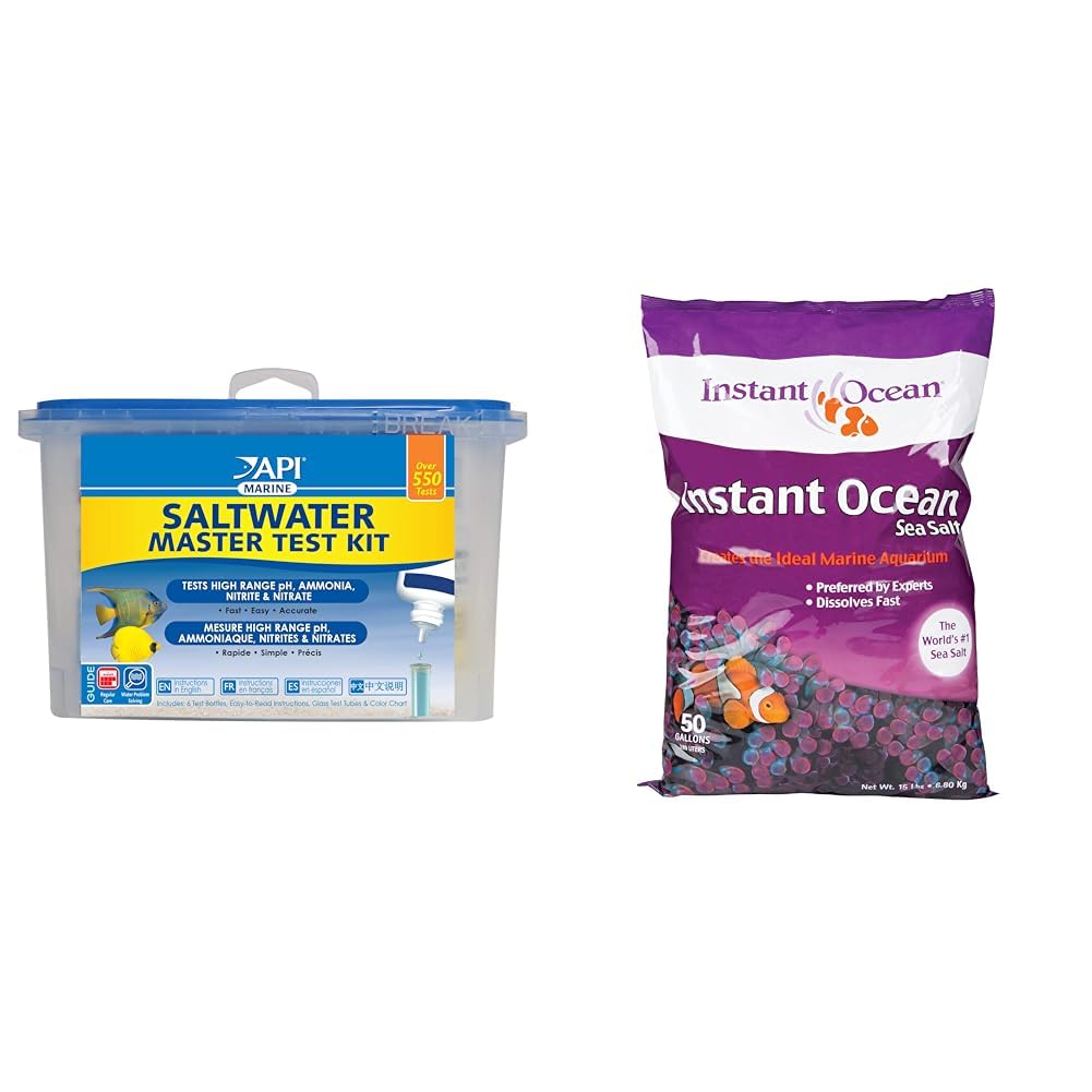 APISaltwater Master Test Kit 550-Test and Instant Ocean Sea Salt 50 gal for Saltwater Aquariums
