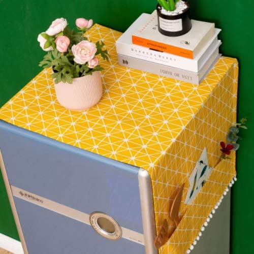 MF2FLAY 2PCS Fridge Dust Proof Cover Multi-Purpose Washing Machine Top Cover with Refrigerator Storage Organizer Bags (Yellow)