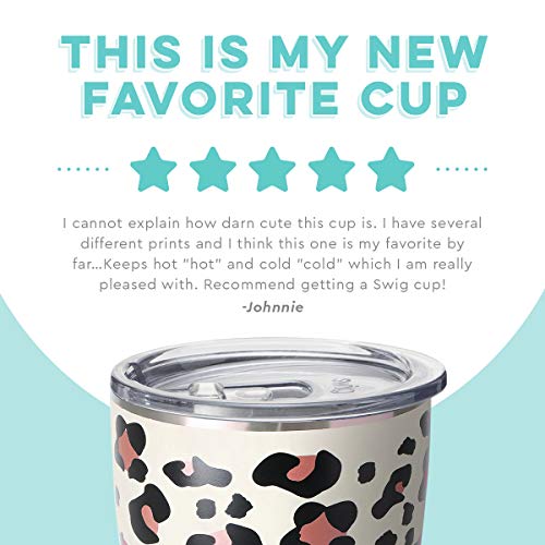 Swig Life 32oz Insulated Tumbler, Travel Coffee Tumbler with Lid, Cup Holder Friendly Travel Coffee Mug, Stainless Steel Thermos with Lid (Luxy Leopard)
