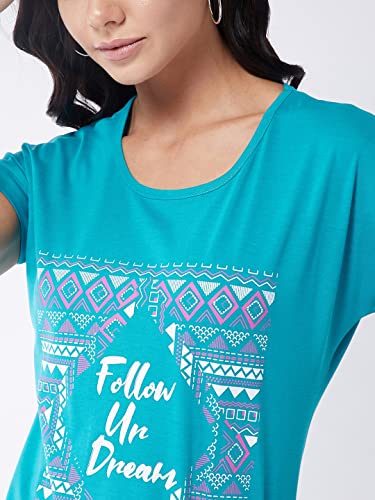 Image of Modeve Women Printed Cotton Blend Half Sleeve Round Neck T-Shirt for Summer