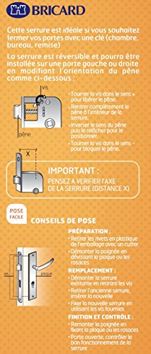 Serrure de porte Bricard 2688 droite blanche NF pour chambre - 4