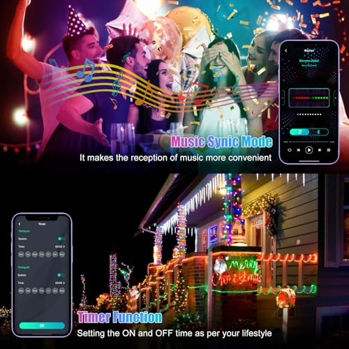 Image of Fairy Lights 66FT /20M, 200 LEDs RGB Smart IC Multicolor String Lights | APP & Remote Control, Music /Voice Sync Color Changing, IP67 Waterproof String Lights for Bedroom, Party, DIY