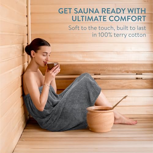 JEMIDI Saunakilt für Damen - Saunatuch Damen aus Baumwolle - Saunahandtuch mit Tasche - Sauna Kilt für Frauen - Handtuchkleid - Sauna Tuch Saunakleid Handtuch Frauen