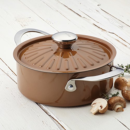 Rachael Ray Cucina Nonstick Dish/Casserole Pan With Lid, 2.5 Quart, Mushroom Brown #TOP2