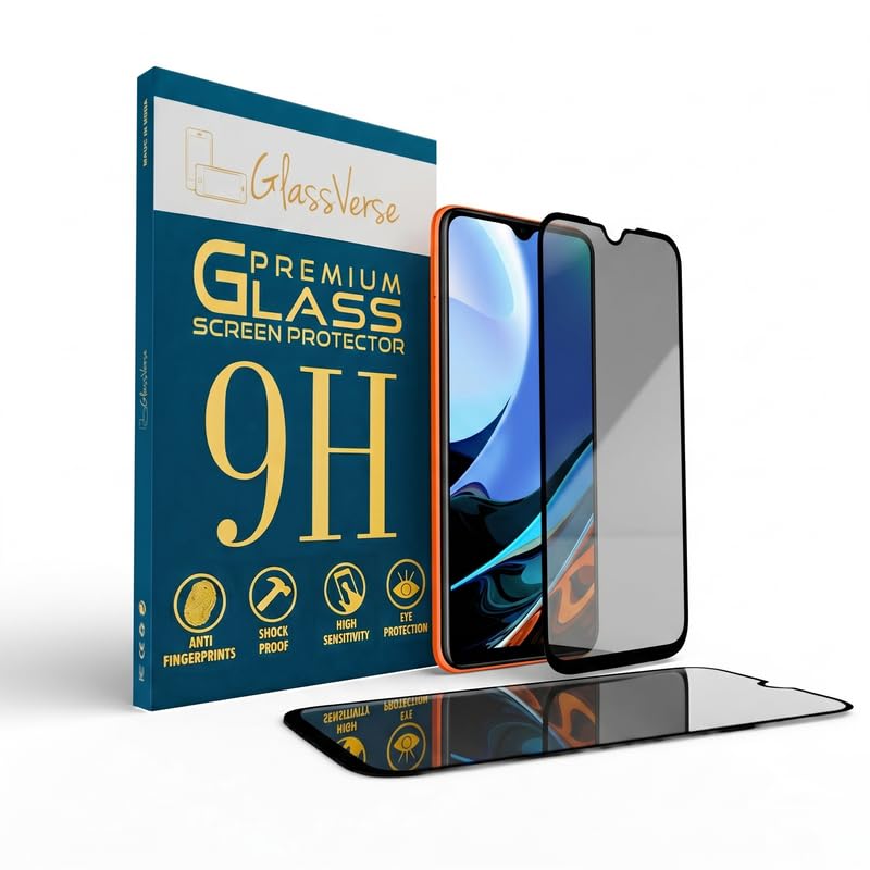 Image of GlassVerse Privacy Tempered Glass for Redmi 9 Power | Anti Spy Screen Protector, 9H Hardness, Edge to Edge, Case Friendly, Hassle-less Installation Kit Included. (Pack of 2)