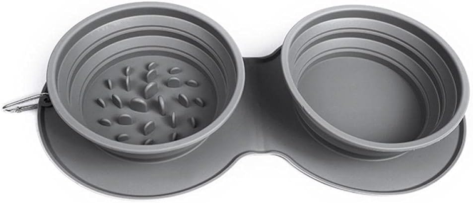 Pet Bowls Collapsible Dog Bowl Slow Feeder Adjustable Silicone Portable Non Skid Water Food Pet Bowl Puppy Travel