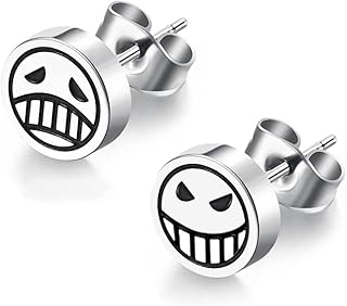 Smiley Face Earrings, Happy Unhappy Stud Earrings, Anime Earrings for Men Women Birthday Halloween