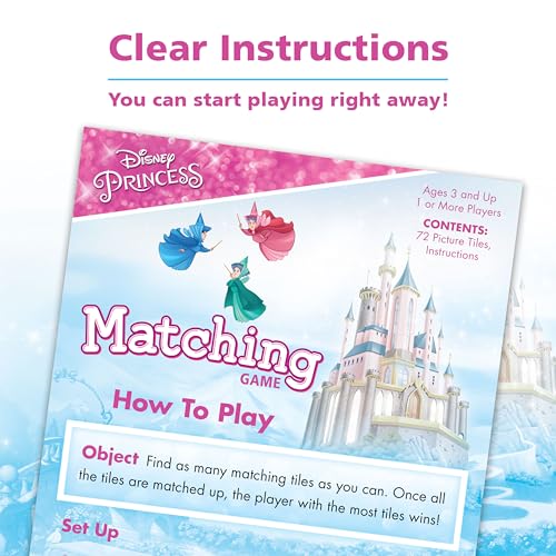 Image of Wonder Forge Disney Princess Matching Game - Fun Memory Game for Kids Ages 3 and Up - Toddler Learning Toy Featuring Belle, Ariel, and Elsa and More Disney Princesses - Packaging May Vary