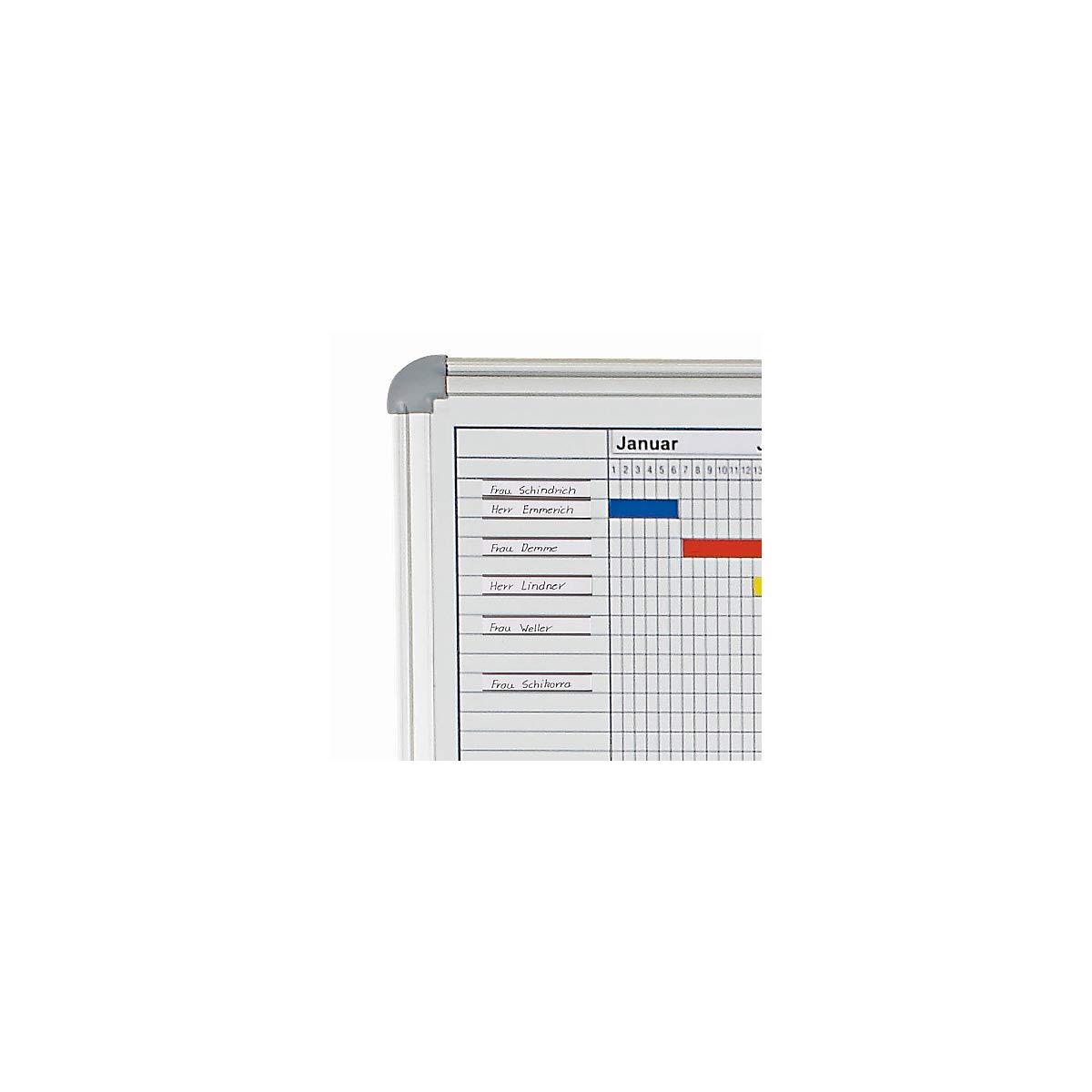 Maul Jahresplaner 90 x 60 cm, Whiteboard 12 Monate, Wochentageinteilung, Magnetisch, Alu-Rahmen 6496484