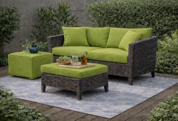 SLUMBER HOME 1,2 or 3 Seater Rattan Garden Furniture Replacement Cushions Seat and Back Cushion Water Resistant, Thick & Comfortable for Outdoor 5cm (Lime Green, Seat Cushion 56cm x 52cm)