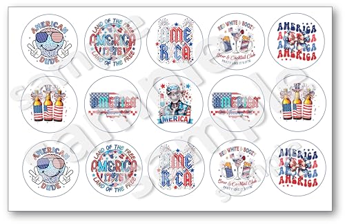 Edible 4th July USA flag Oreo cookies covered images, cupcake topper printed on edible paper sugar icing sheet, for cookie decorating, 15 circles 2