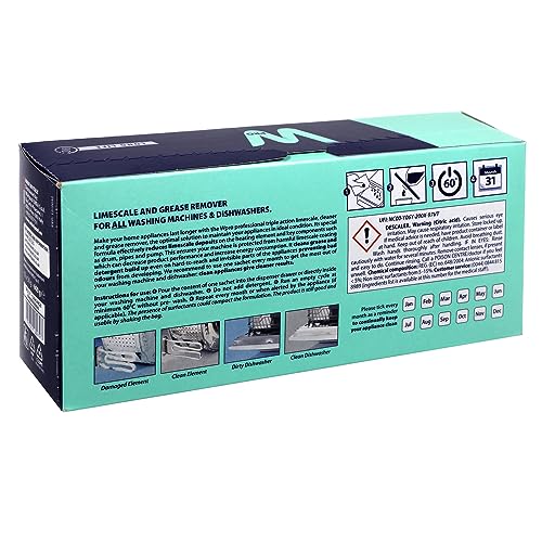 Indesit WPRO Limescale And Detergent Descaler and De Greaser (Box Of 12) Helps Kill Bacteria And Eliminates Odours And Keeps Your Washing Machine Smelling Fresh