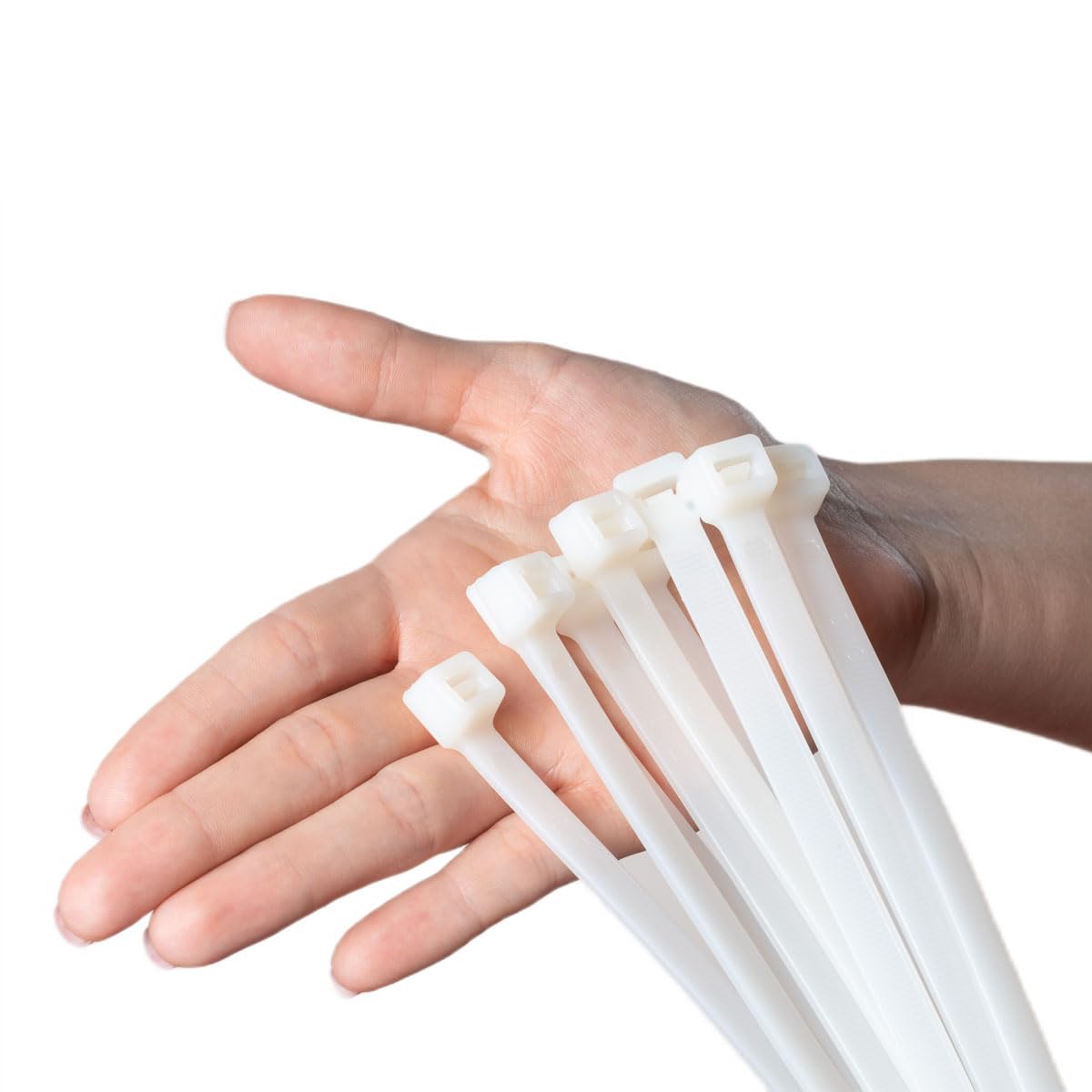Erko White Cable Ties Clear 300 X 7,6 Mm 25 Pieces Chemical Resistant 120Lbs Tensile Strength, Professional Zip Tie Wraps, Strong