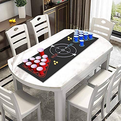 AufuN Tavolo Beer Pong Pieghevole Regolabile In Altezza - Set Completo Con 100 Bicchieri E 6 Palline - Per Feste, Campeggio E Adulti - Colore Nero