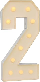 Marquee - Números con iluminación LED, números iluminados 0 1 2 3 4 5 6 7 8 9 números lámpara número para cumpleaños, bodas, fiestas, funciona con pilas, color blanco, 100 x 48 cm, reutilizable (2)