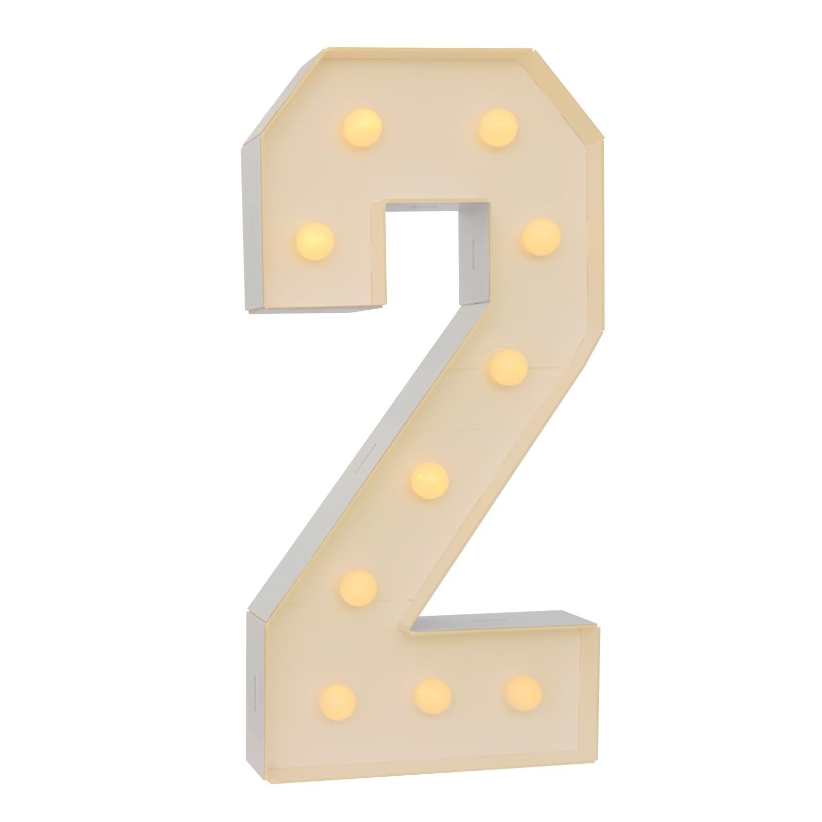 LED Zahlen Nummer Beleuchtete,100cm Große Nummer mit Glühbirnen,0 1 2 3 4 5 6 7 8 9 Leuchtnummer,mit Batteriekasten,2000-3000K,für Abschlussfeiern, Hochzeiten (2)