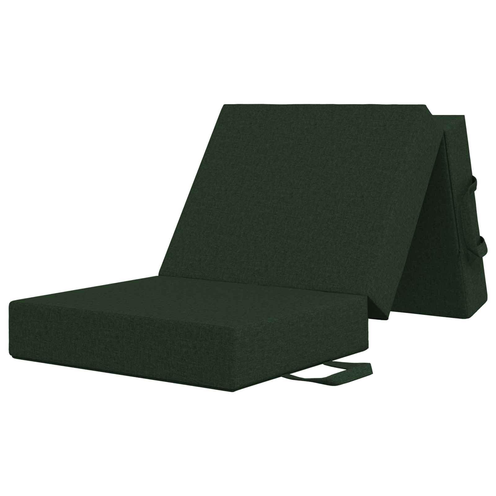 Genérico Sofá Cama Plegable Verde Oscuro 75 x 67 x 45 cm | Funda con cremallera extraíble, lavable a máquina, espuma ligera, mecanismo ajustable, ahorro de espacio