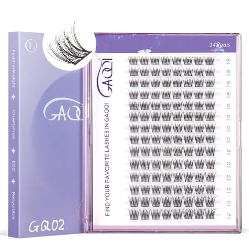 GAQQI Lash Clusters, Natural Cluster Wide Band Eyelash Extensions 112Pcs C Curl Cluster Lashes, Eyelash Clusters 10-16mm Mixed, Soft&Wispy Diy Individual Lashes at Home(GQ02, C Curl, MIX10-16mm)