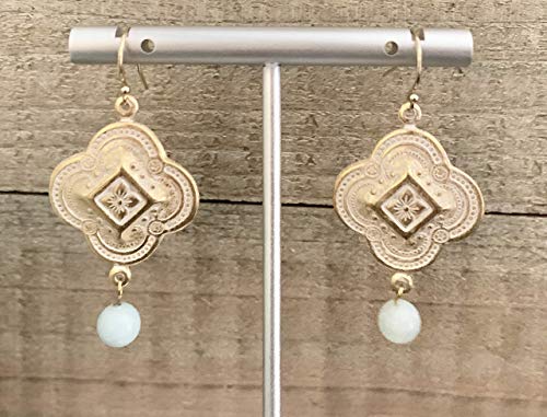 Mixed Metal and Gemstone Dangle on Gold Filled Earrings